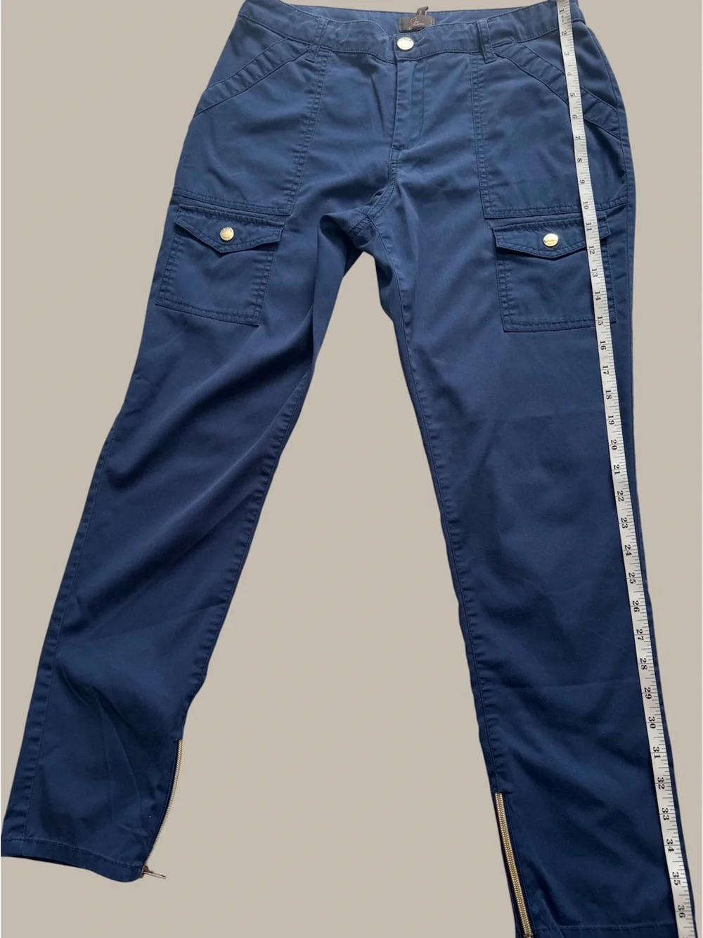 Jaanuu Estate Navy Women's Cargo Zip-Hem Pants Small